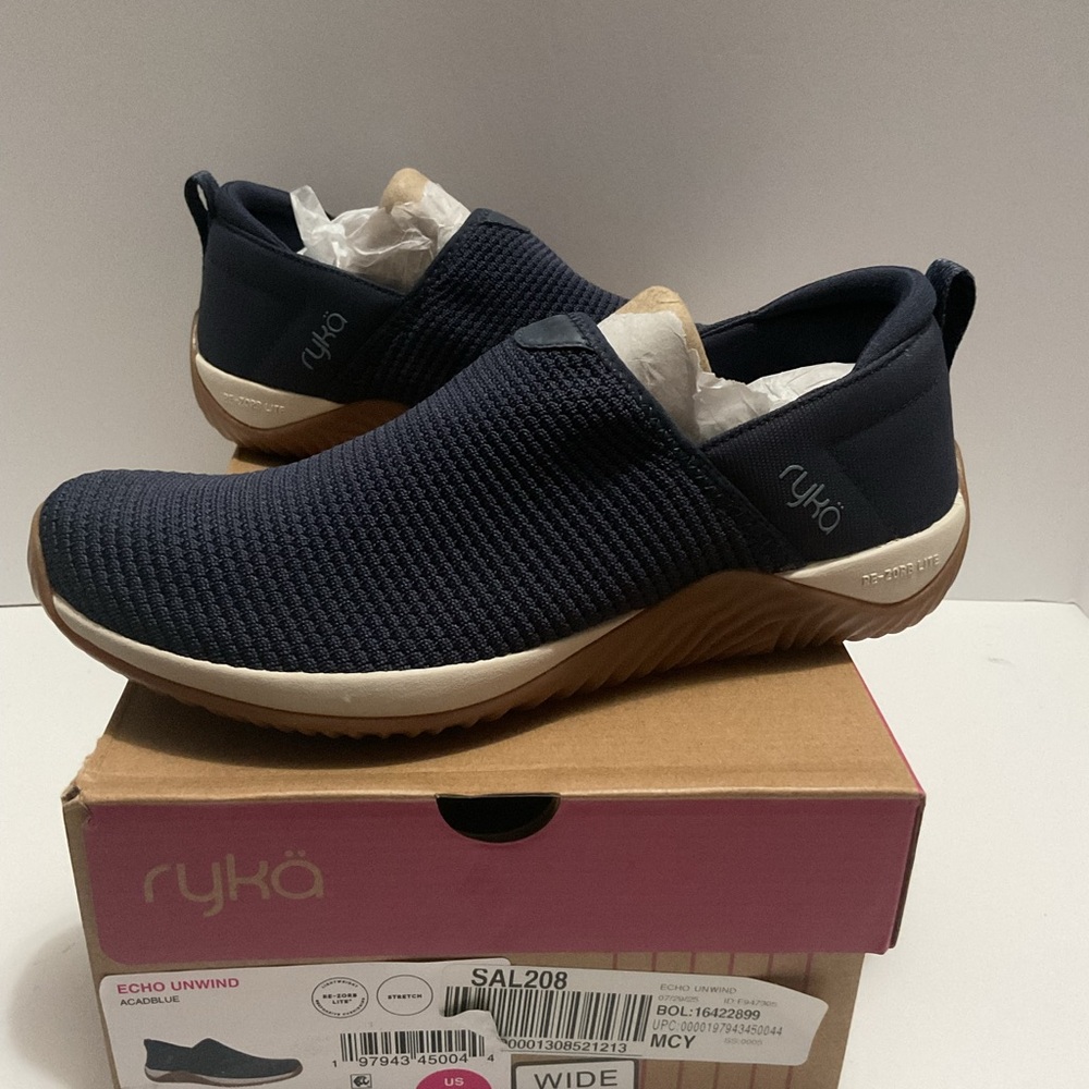 New Ryka Dark Blue Knit Slip-On Shoes